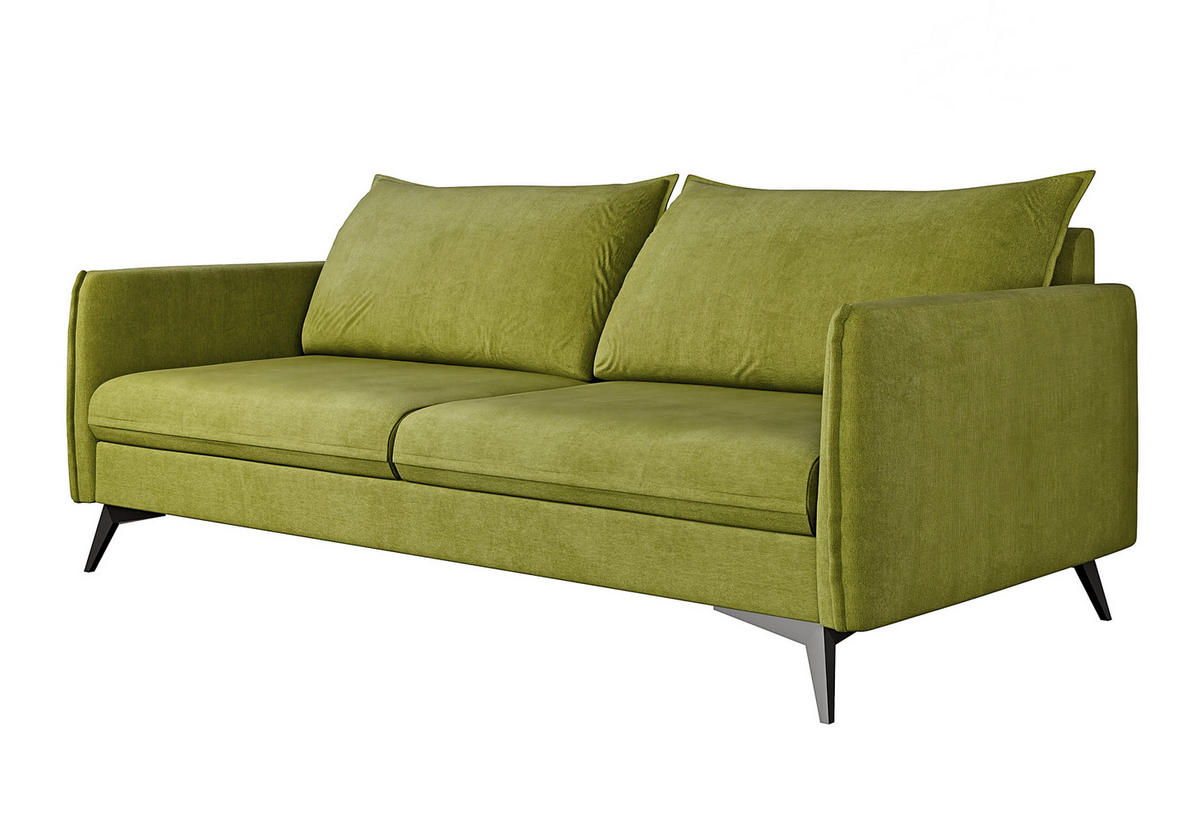 3-SITZER-SOFA Pulse Grün Luxusmicrofaser - Schwarz/Grün, Holz/Textil (199/86/91cm) - S-Style Möbel