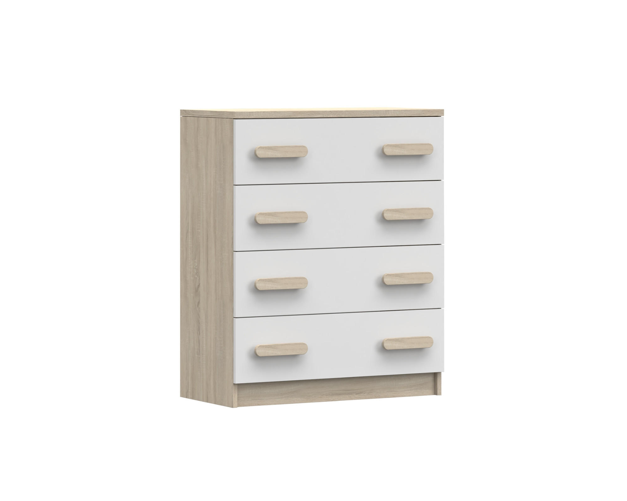 KINDERKOMMODE INGE 02 80/90/40 cm Weiß+Sonoma/Sonoma - Weiß/Sonoma Eiche, Holzwerkstoff (80/90/40cm) - Deine Möbel 24