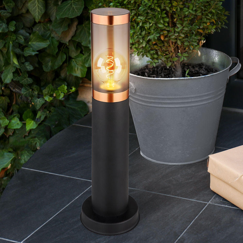 LED AUSSENLEUCHTE BOSTON Edelstahl Schwarz - Schwarz, Metall (12.7/12.7/45cm) - Globo Lighting