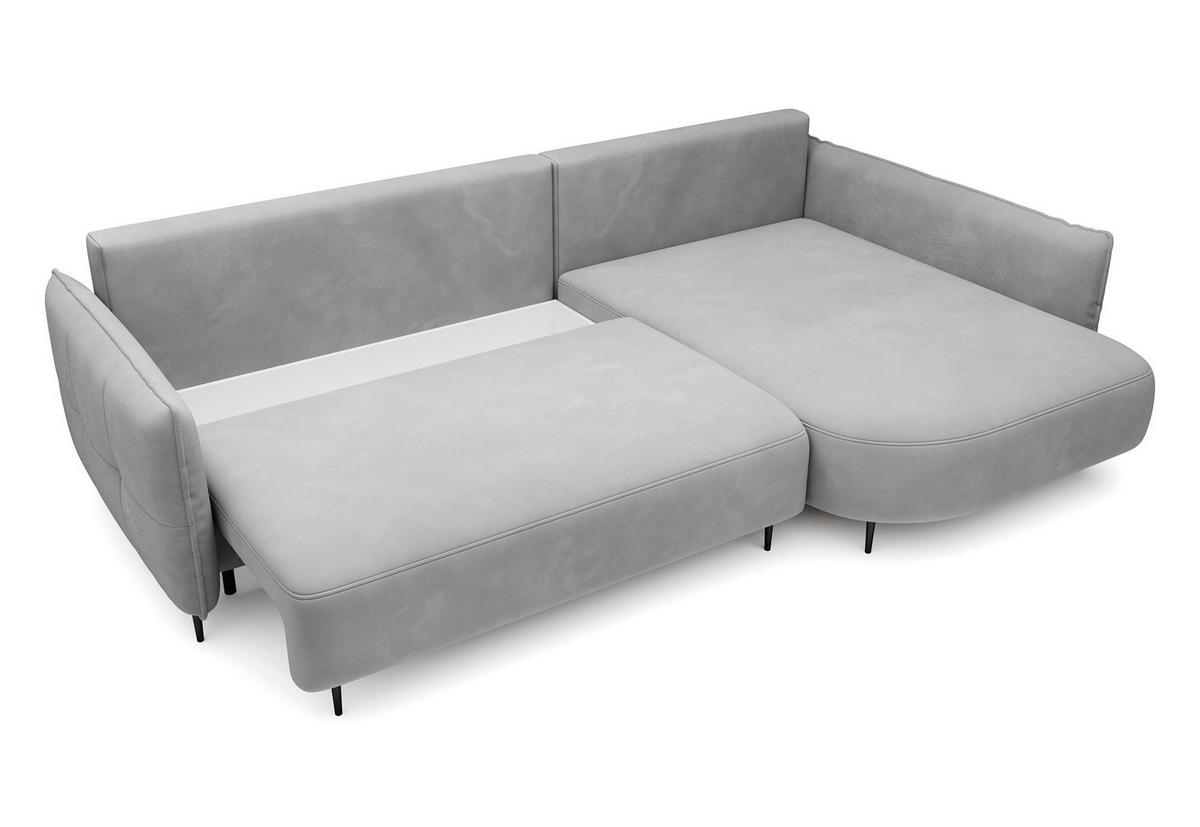ECKSOFA Oblivio Grau Velours - Schwarz/Grau, Textil/Metall (285/200cm) - Selsey