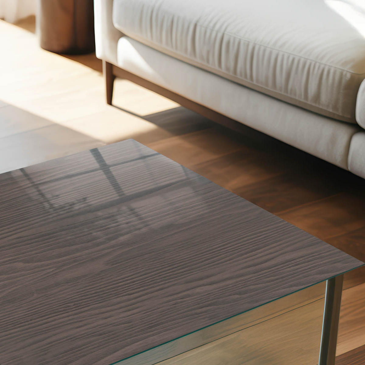TISCHPLATTE 50x50 cm – Holzstruktur - Türkis, Glas (0.4/50/50cm) - Wallfluent