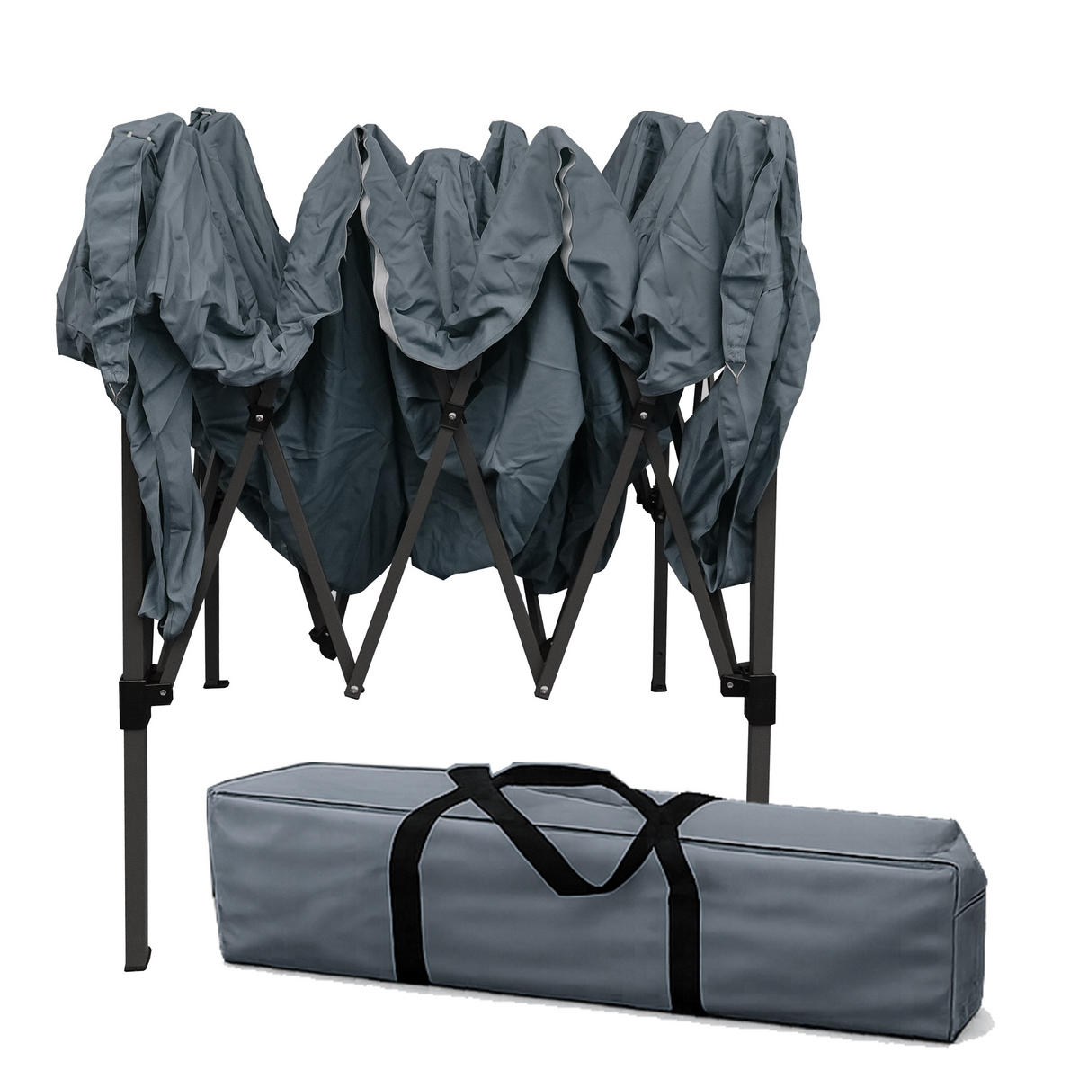 FALTPAVILLON 2x2m Smoky Grau inkl. 4 Fußgewichten - Grau, Metall (200/245/200cm) - QUICK STAR