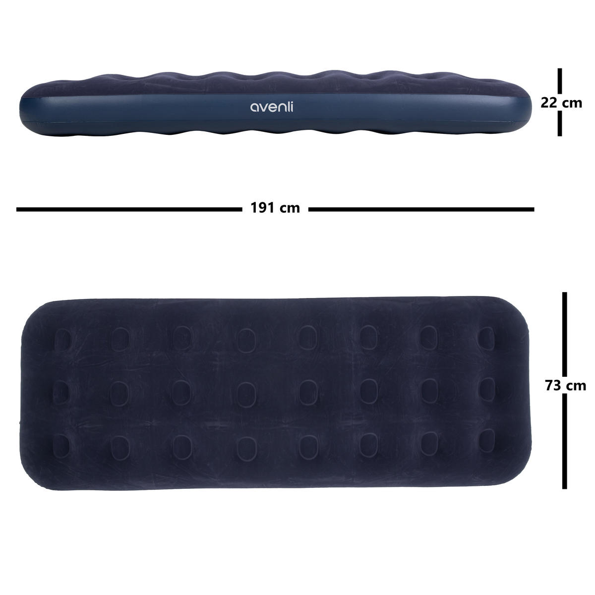 LUFTBETT Luftmatratze Camping 1 Person 191x73x22cm blau aufblasbar ohne Pumpe - Blau, Kunststoff (73/191cm) - Avenli