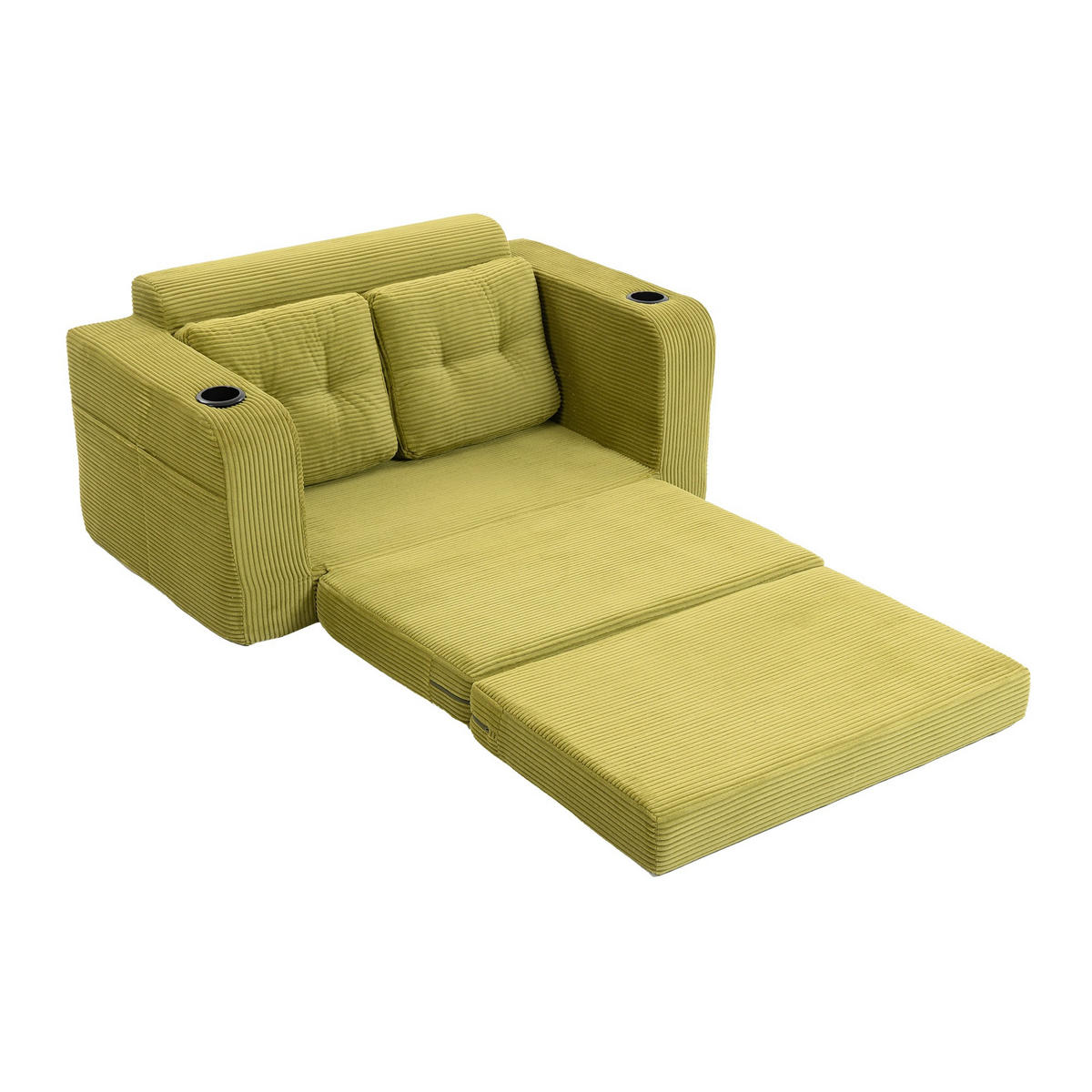 SCHLAFSOFA 2-Sitzer Sofa mit 2 Zierkissen,Lounge Sofa,Polstersofa,Cord,Grün - Grün, Textil (136/82.5/80cm) - LVHOM