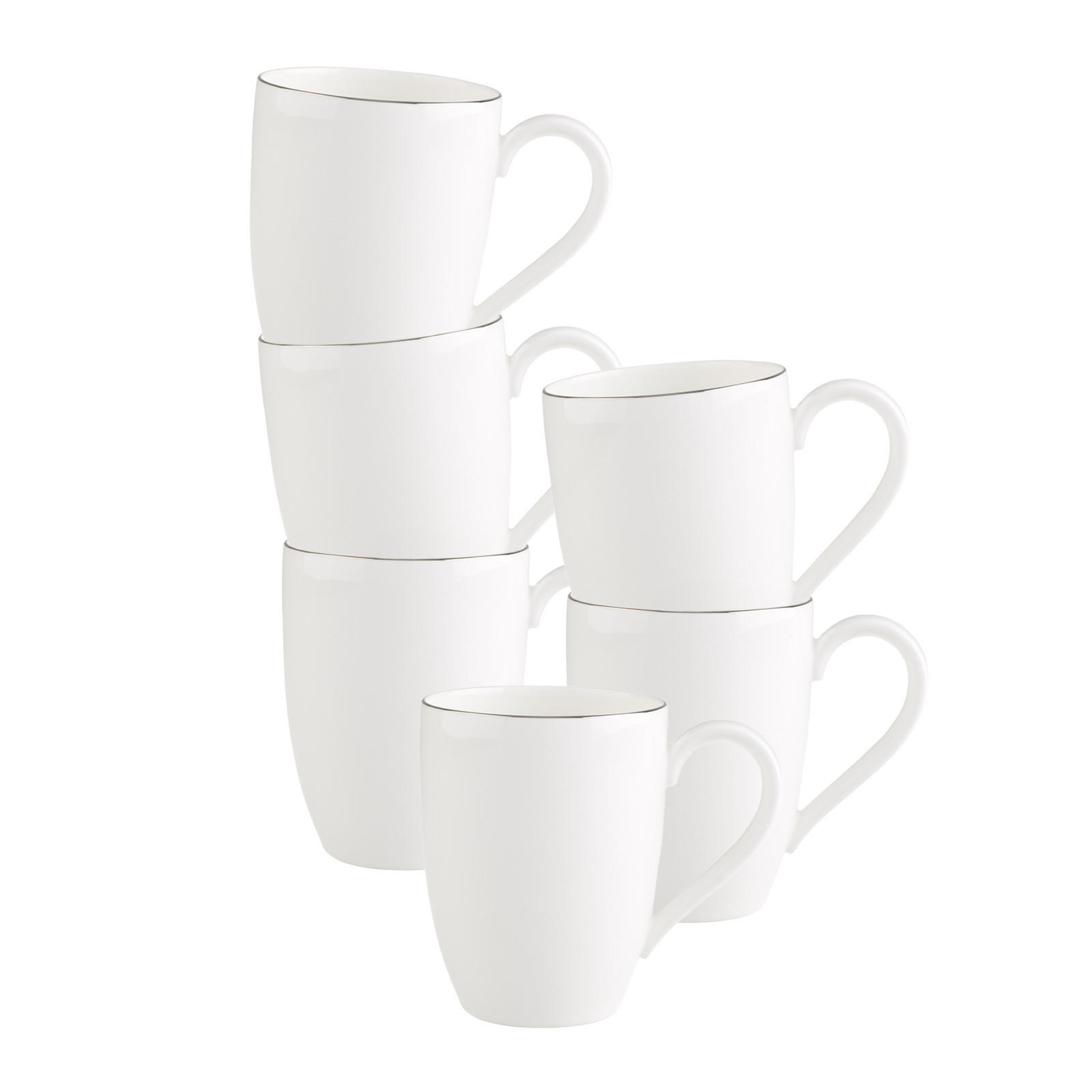 BECHER MIT HENKEL Anmut Platinum No. 1 weiß 300 ml 6er Set - Weiß, Keramik (0.3L) - Villeroy & Boch