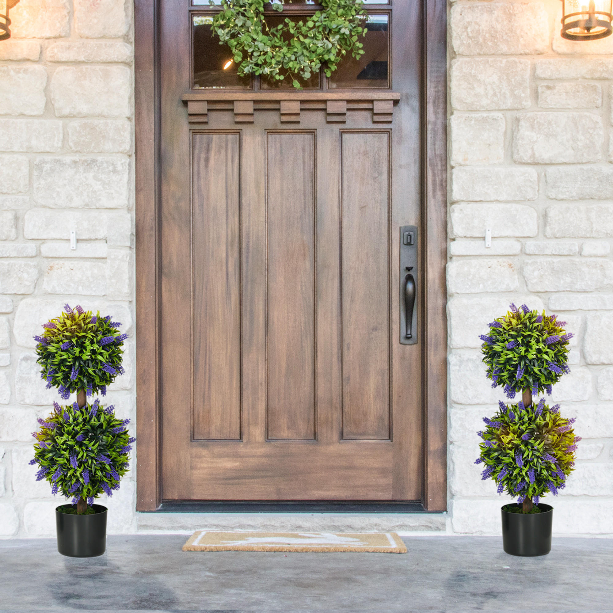 KÜNSTLICHE Pflanzen 2er-Set, 70 cm UV-beständige Kunstpflanze im Blumentopf - Grün, Kunststoff (70cm) - HOMCOM