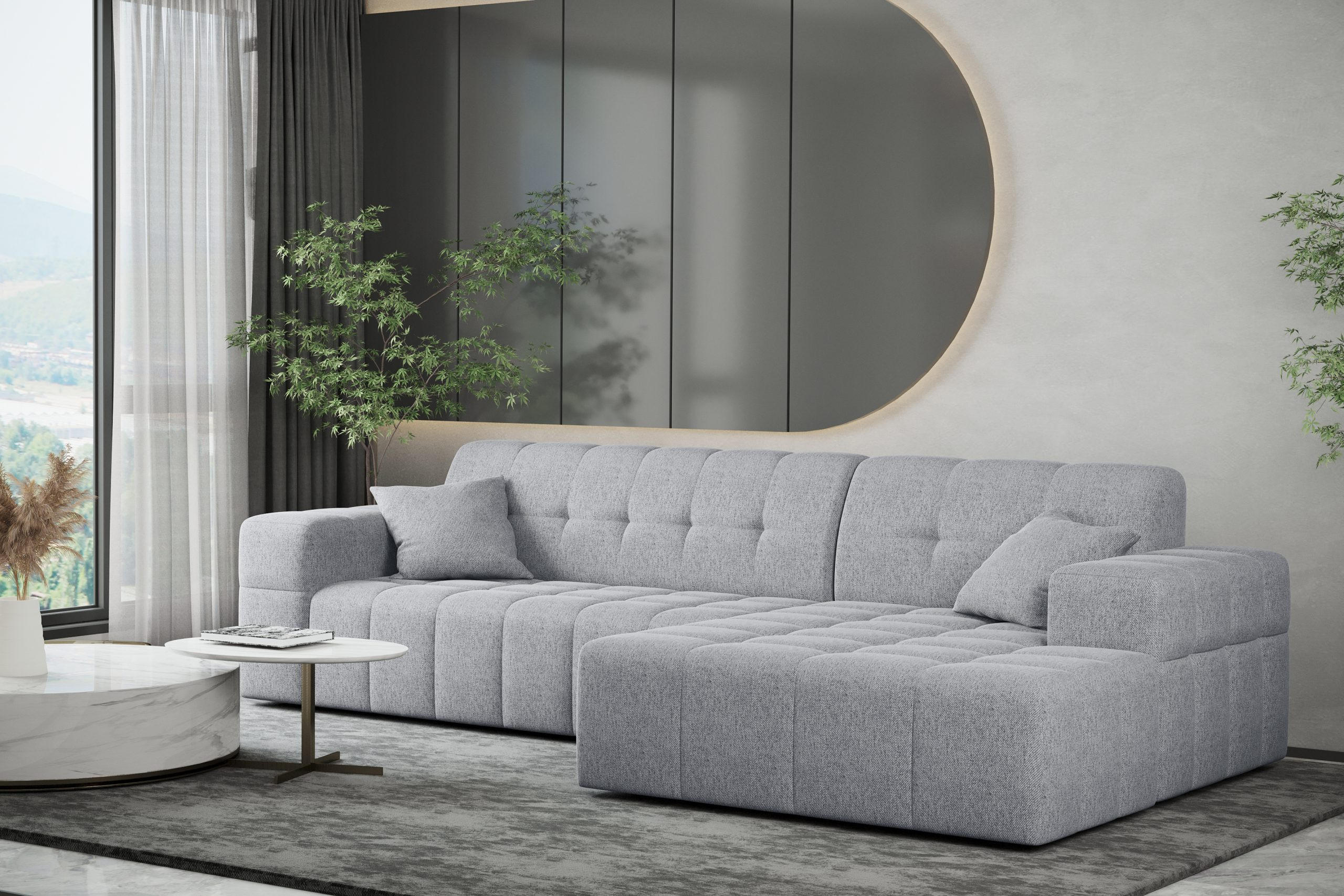 ECKSOFA L-Form NIMES Stoff Verita Grau Rechts - Grau, Holz (256/168cm) - Kaiser Möbel
