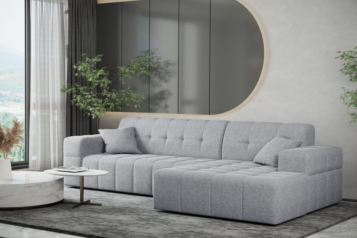 ECKSOFA L-Form NIMES Stoff Verita Grau Rechts - Grau, Holz (256/168cm) - Kaiser Möbel
