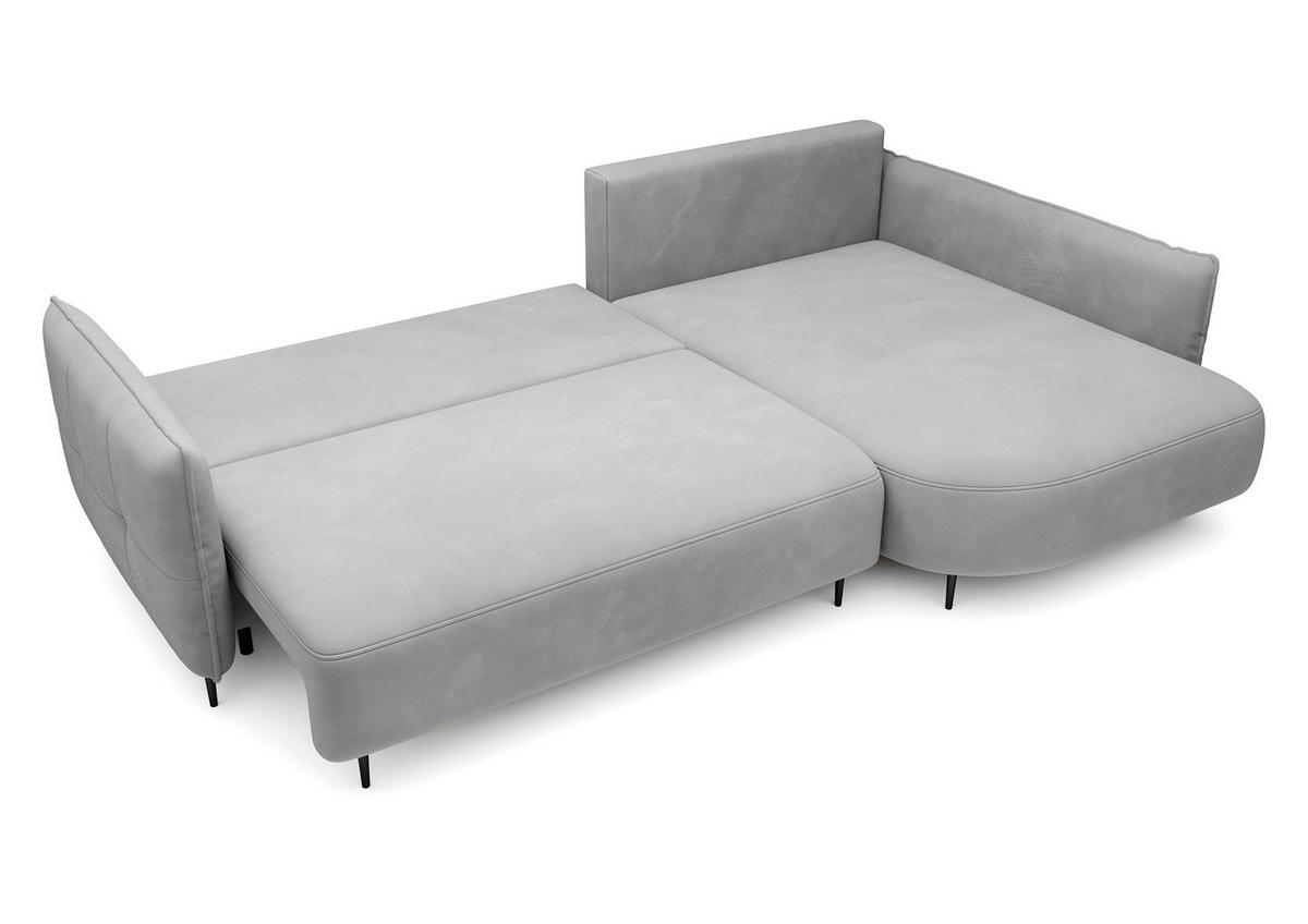 ECKSOFA Oblivio Grau Velours - Schwarz/Grau, Textil/Metall (285/200cm) - Selsey