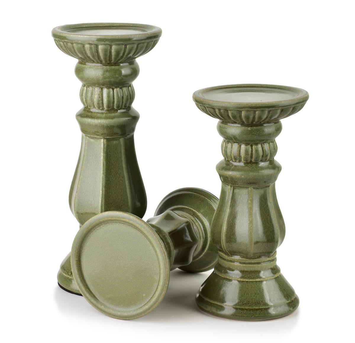 KERZENHALTER Yarine grün 10/10/20.5 cm Keramik - Grün, Kunststoff (10/20.5/10cm) - Mondex