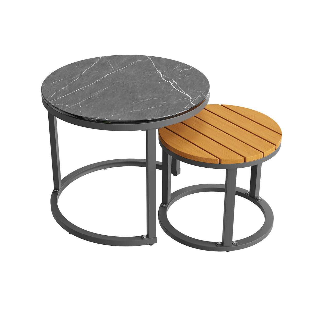 GARTENLOUNGE-SET für 5-6 Personen 6-teiliges Sitzgruppe 2 Tisch Ecksofa mit Kissenset - Grau, Textil/Metall - STILVORA