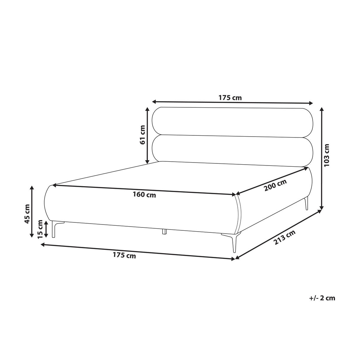 BETT mit Lattenrost 160/200 cm Taupe Lessay - Taupe/Schwarz, Textil (160/200cm) - Beliani