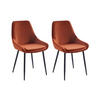 STUHL 2er-Set - Samt & Schwarzes Metall - Terracotta - MASURIE - Braun, Textil (56/85.5/49cm) - Vente-Unique