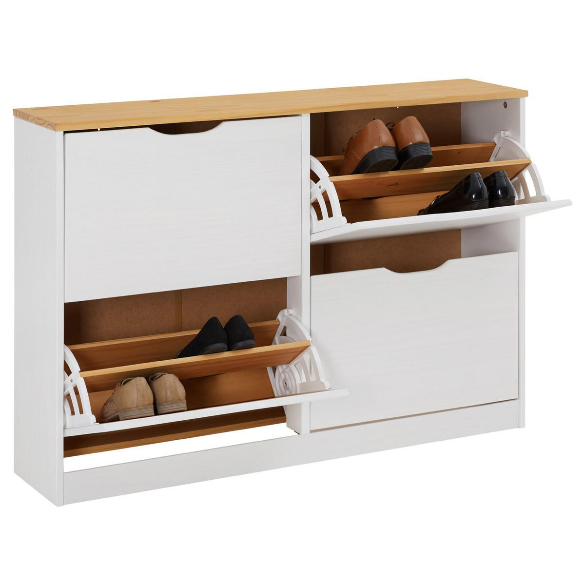 SCHUHSCHRANK BASIL - Weiß/Braun, Holz (115/79/25cm) - IDIMEX