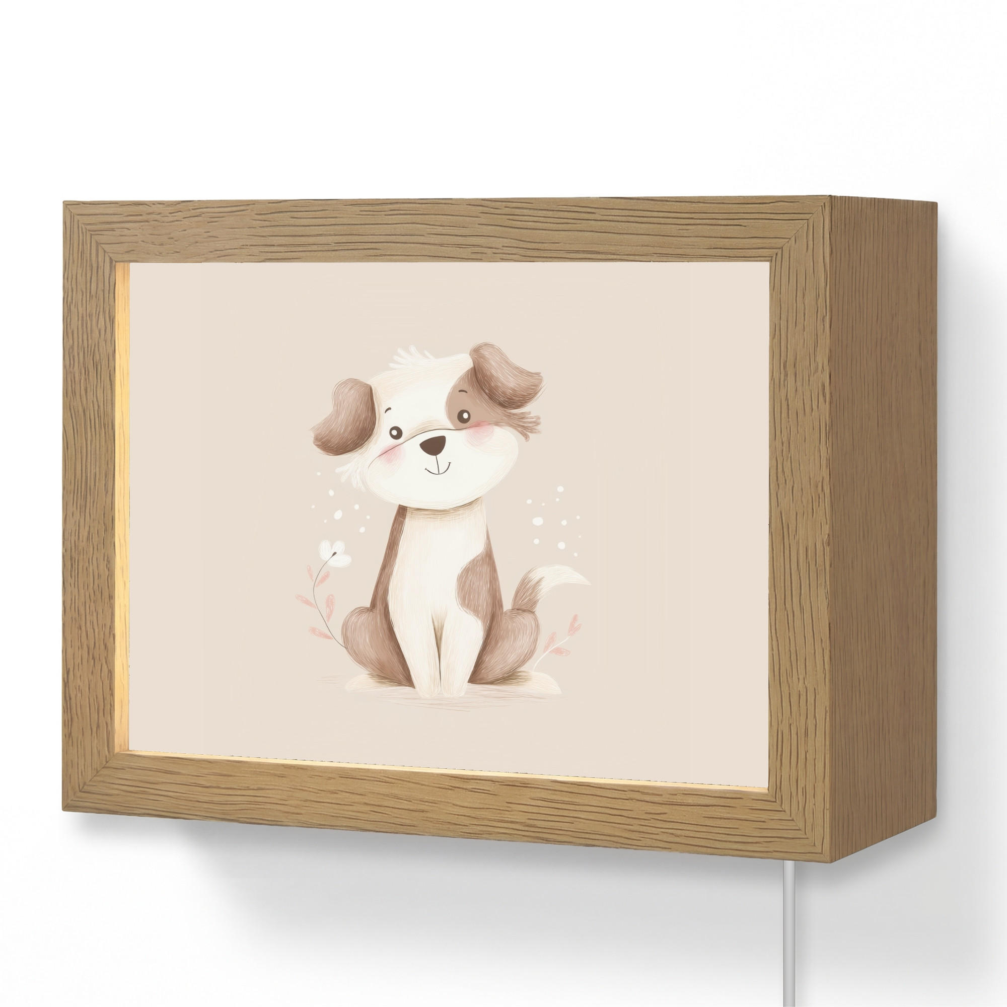 NÁSTĚNNÁ LAMPA Pes - skvrnitý - hnědý 20x15 cm - béžová, kompozitní dřevo (20/15/8cm) - OnlyWow
