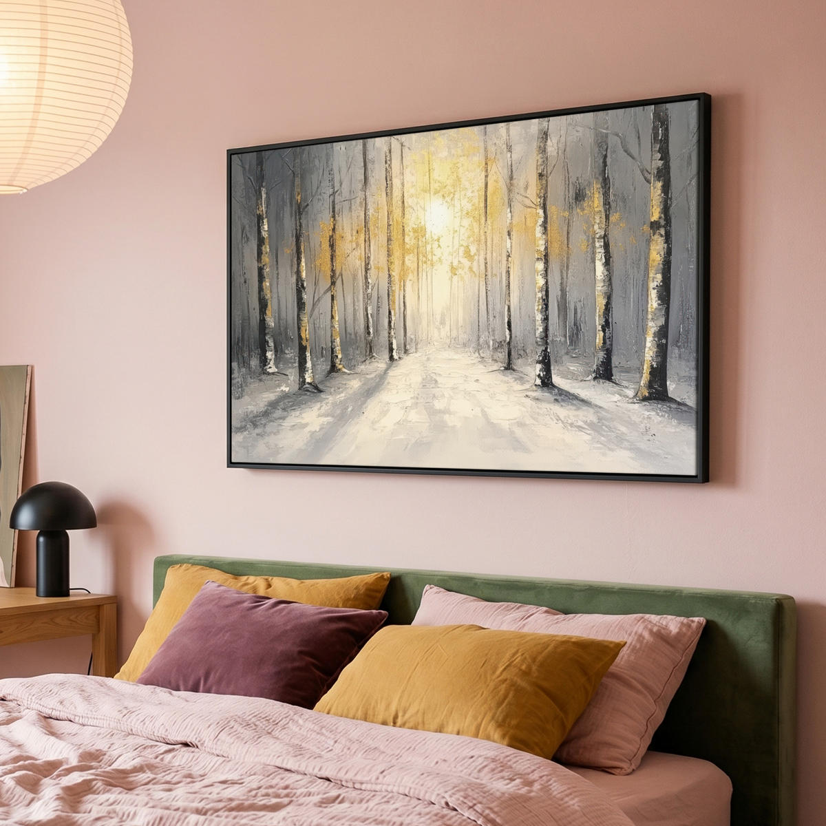 LEINWAND Bilder mit Rahmen - Winter - Abstrakt - Schnee - Natur - Sonne - 120x80 - Grau, Textil (120/80cm) - MuchoWow