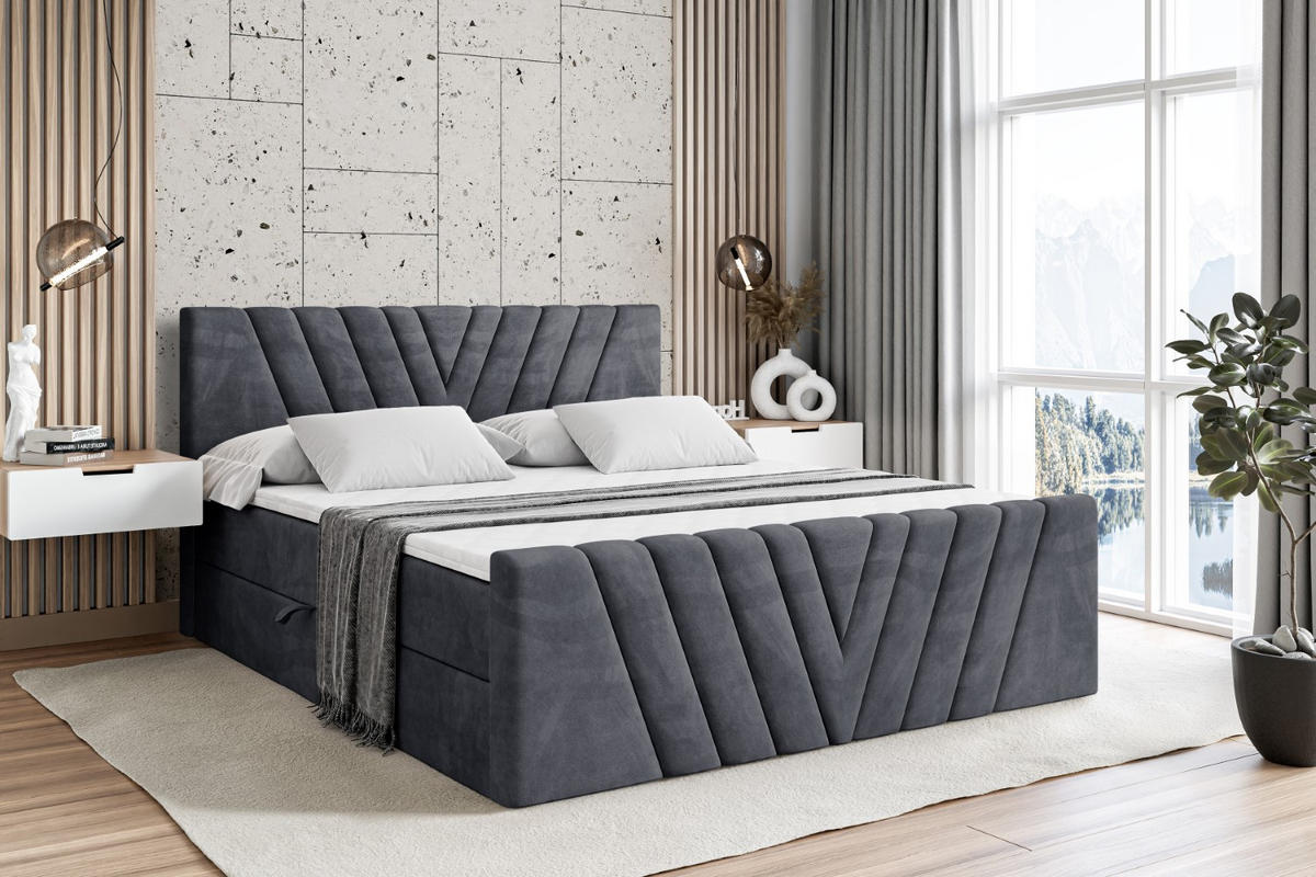 BOXBETT ERNINA-Z - 140x200 cm - H4 - Dunkelgrau - Dunkelgrau, Holzwerkstoff (140/200cm) - ALTDECOR