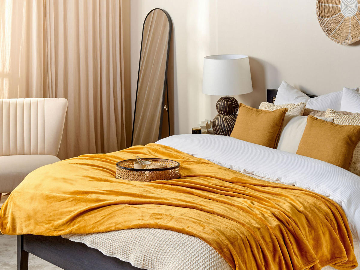 DECKE Orange Bayburt 200/220 cm - Orange, Textil (200/220cm) - Beliani