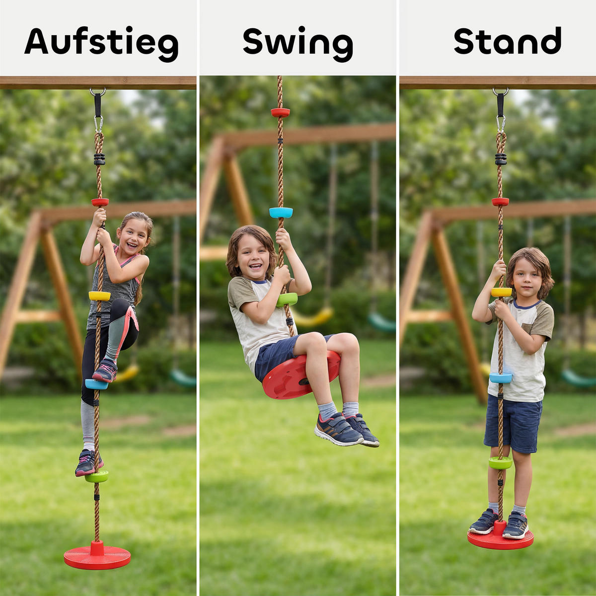 KLETTERSEIL SCHAUKEL DE-09922 mit Plattform und Kletterfußstützen Rot - Rot, Kunststoff (30/30cm) - ComfortXL