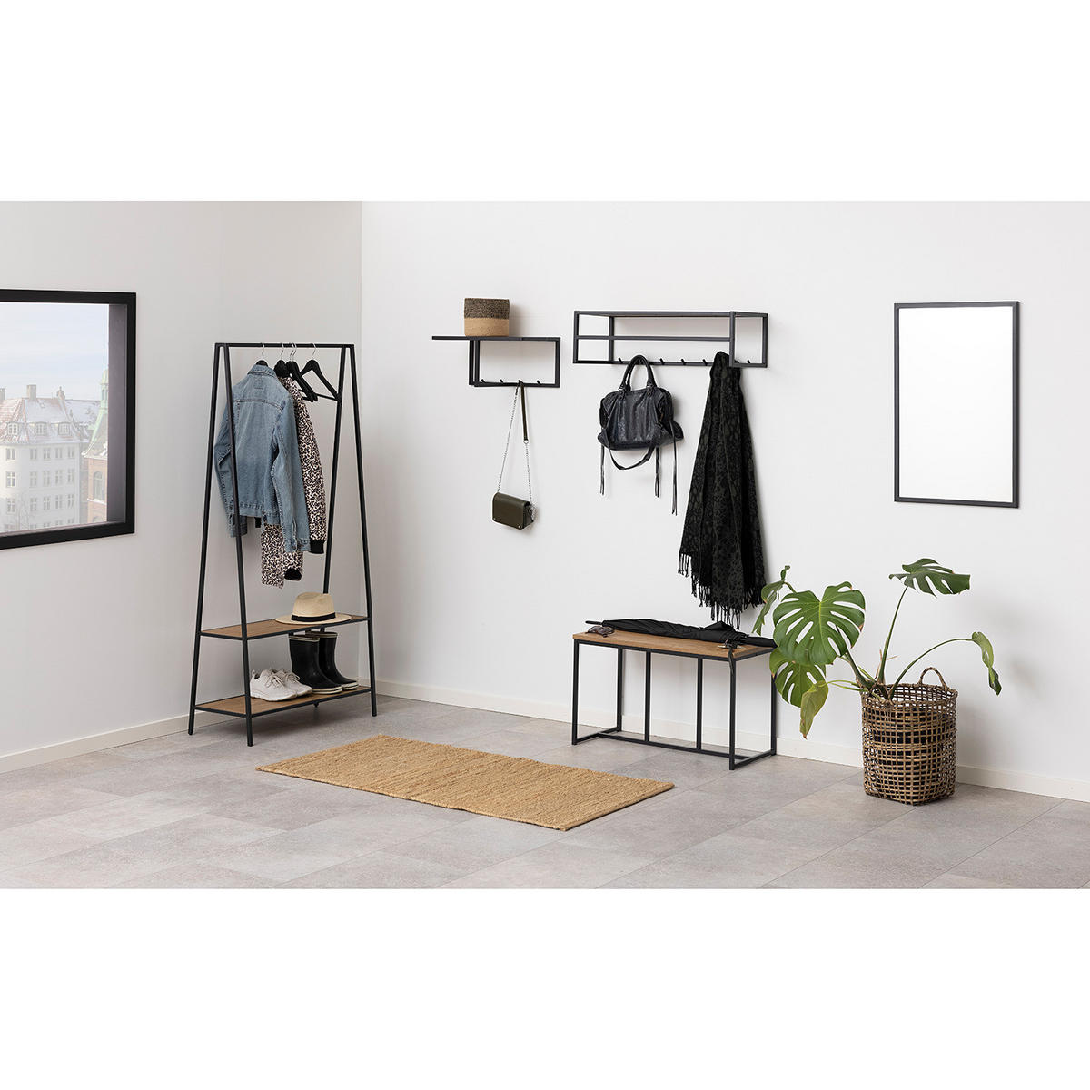GARDEROBE - Wildeiche, Holzwerkstoff/Metall (77/165/37cm) - home24