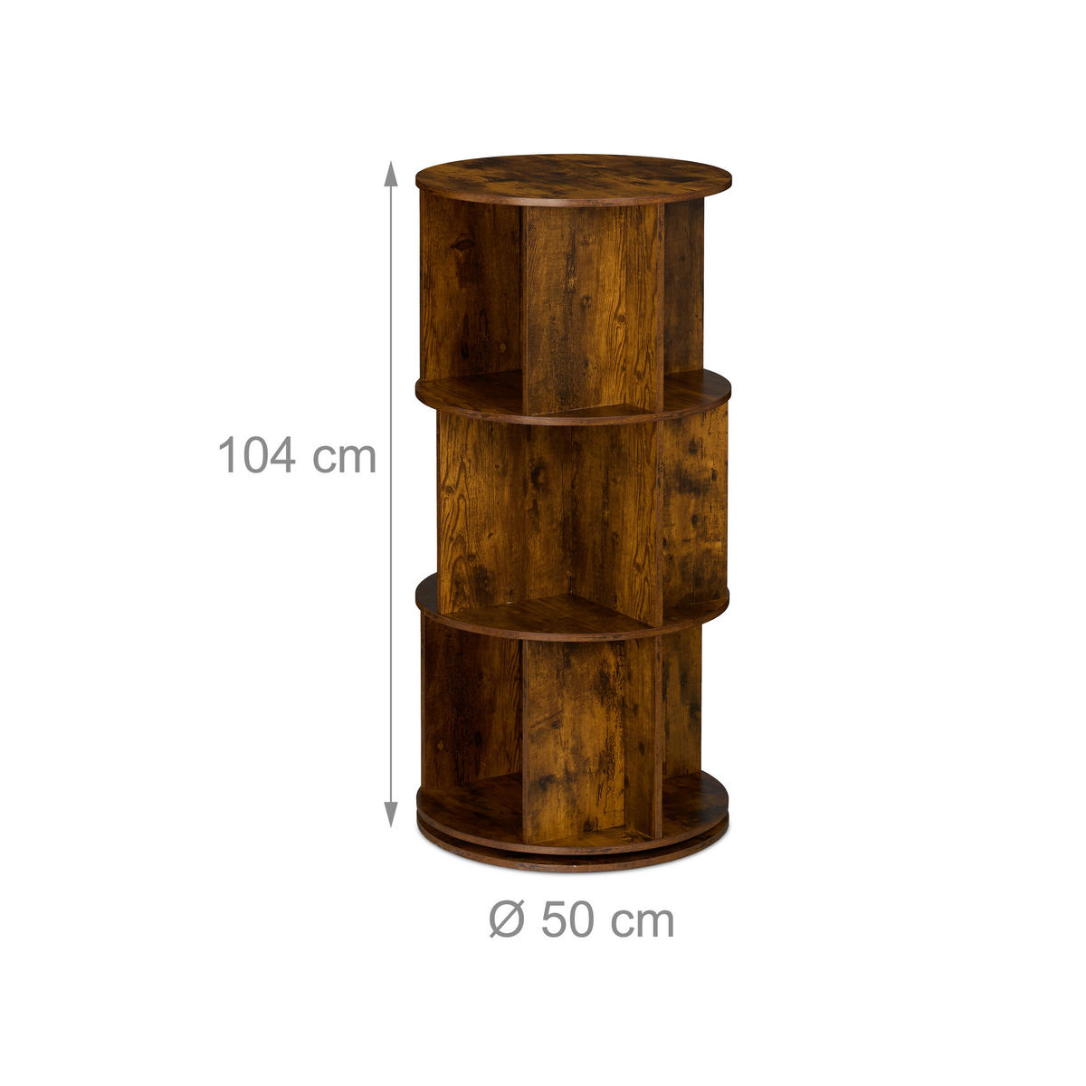 BÜCHERREGAL - Braun, Holzwerkstoff/Metall (50/104/50cm) - Relaxdays