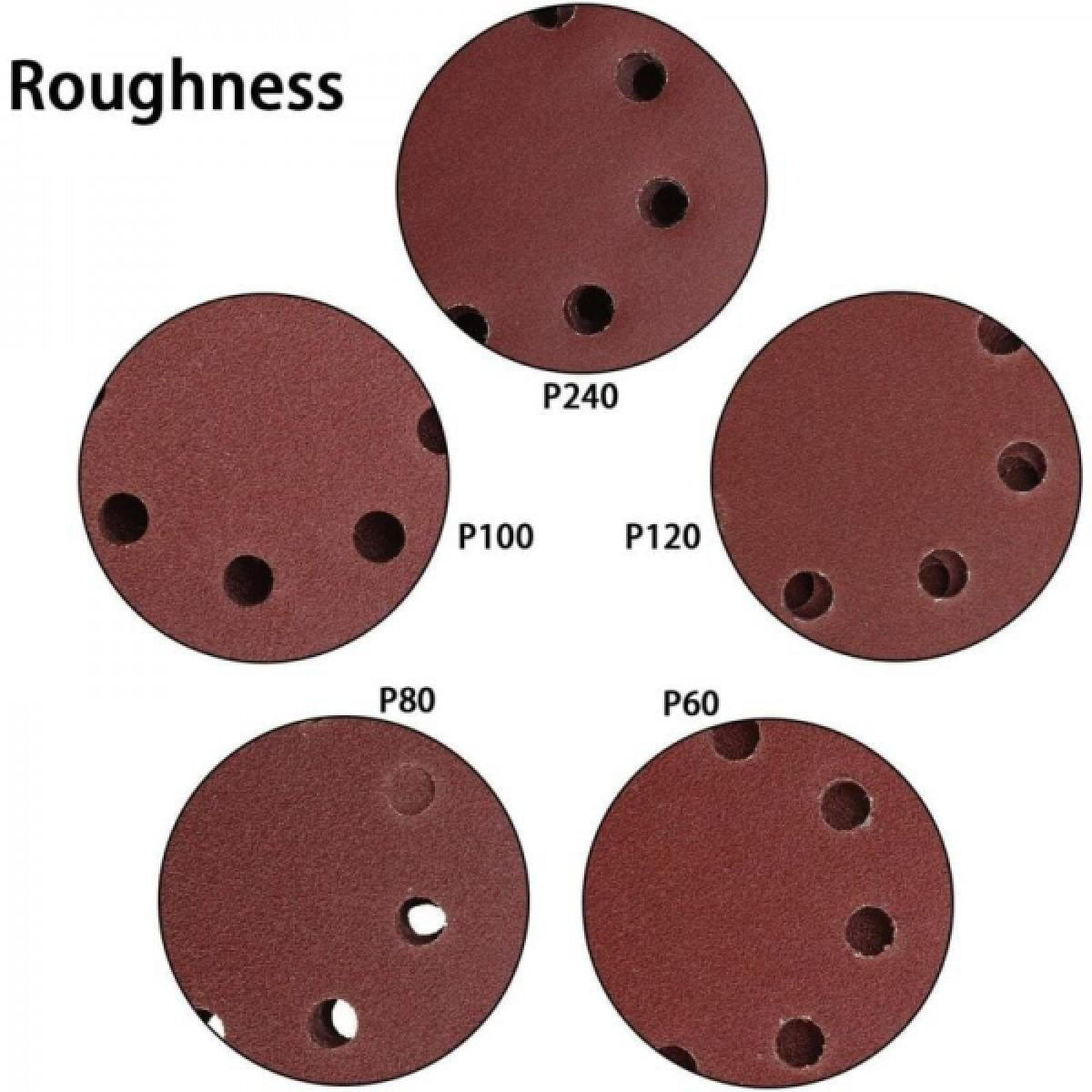 POLIERSCHEIBEN - zur Verwendung mit Schienenschleifern - 125 mm Durchmesser - 100 Scheiben, Körnung 60/80/100/120/240 Mesh. - Rot, Kunststoff (12.5/12.5/1cm) - DCA