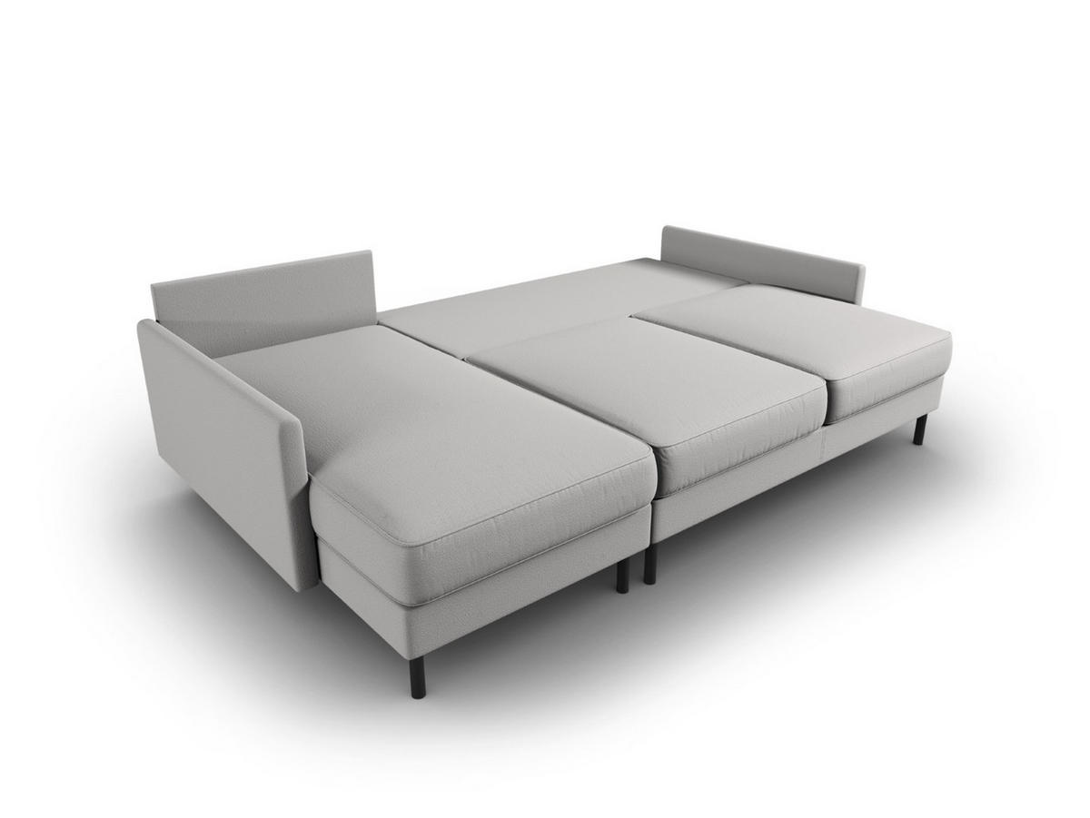 AUSKLAPPBARES-ECKSOFA links mit Container Scott aus strukturiertem Stoff hellgrau 5 Sitzplätze - Hellgrau, Textil (142/212cm) - Micadoni