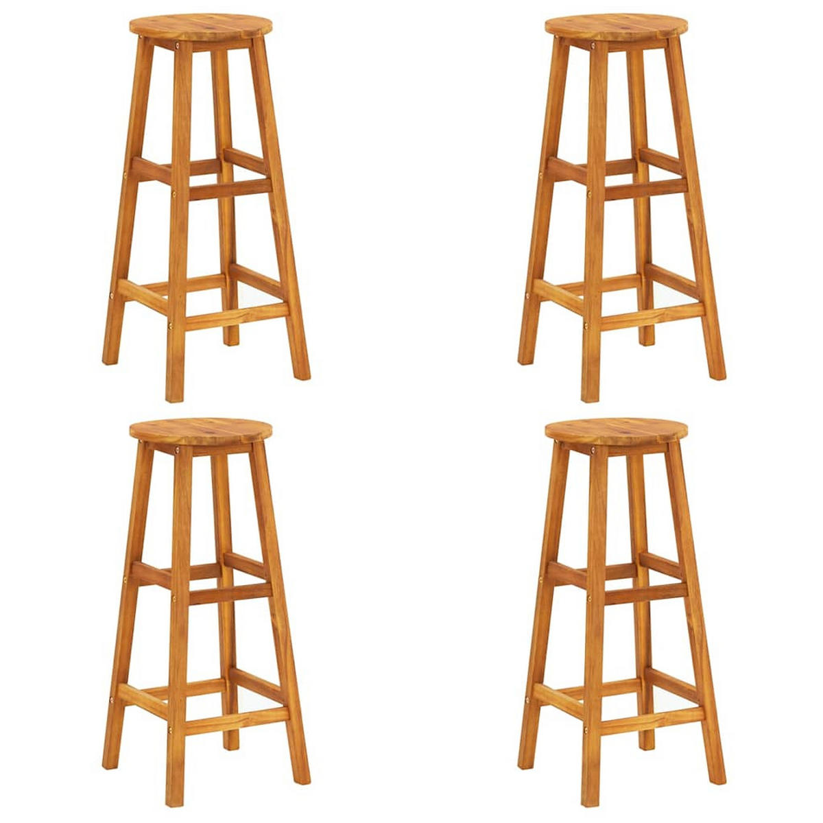 BARHOCKER 4er set Massivholz Akazie - Braun, Holz (34/76/34cm) - vidaXL