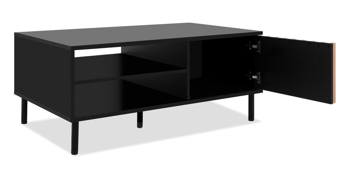 COUCHTISCH schwarz, Eiche 110 cm, Wohnzimmertisch mit Stauraum - Schwarz/Eiche Artisan, Holzwerkstoff/Metall (67/110.5/47cm) - Furn.Design