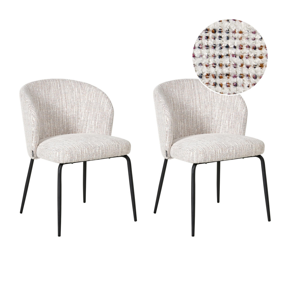 ESSZIMMERSTUHL 2er-Set Weiß/Bunt Zana - Multicolor/Weiß, Textil (55/81/56cm) - Beliani