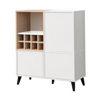 SIDEBOARD MIT WEINSCHRANK FONDI, Weiß, Skandinavische Tanne - Hellbraun/Weiß, Glas/Holzwerkstoff (90/102/35cm) - Komodee