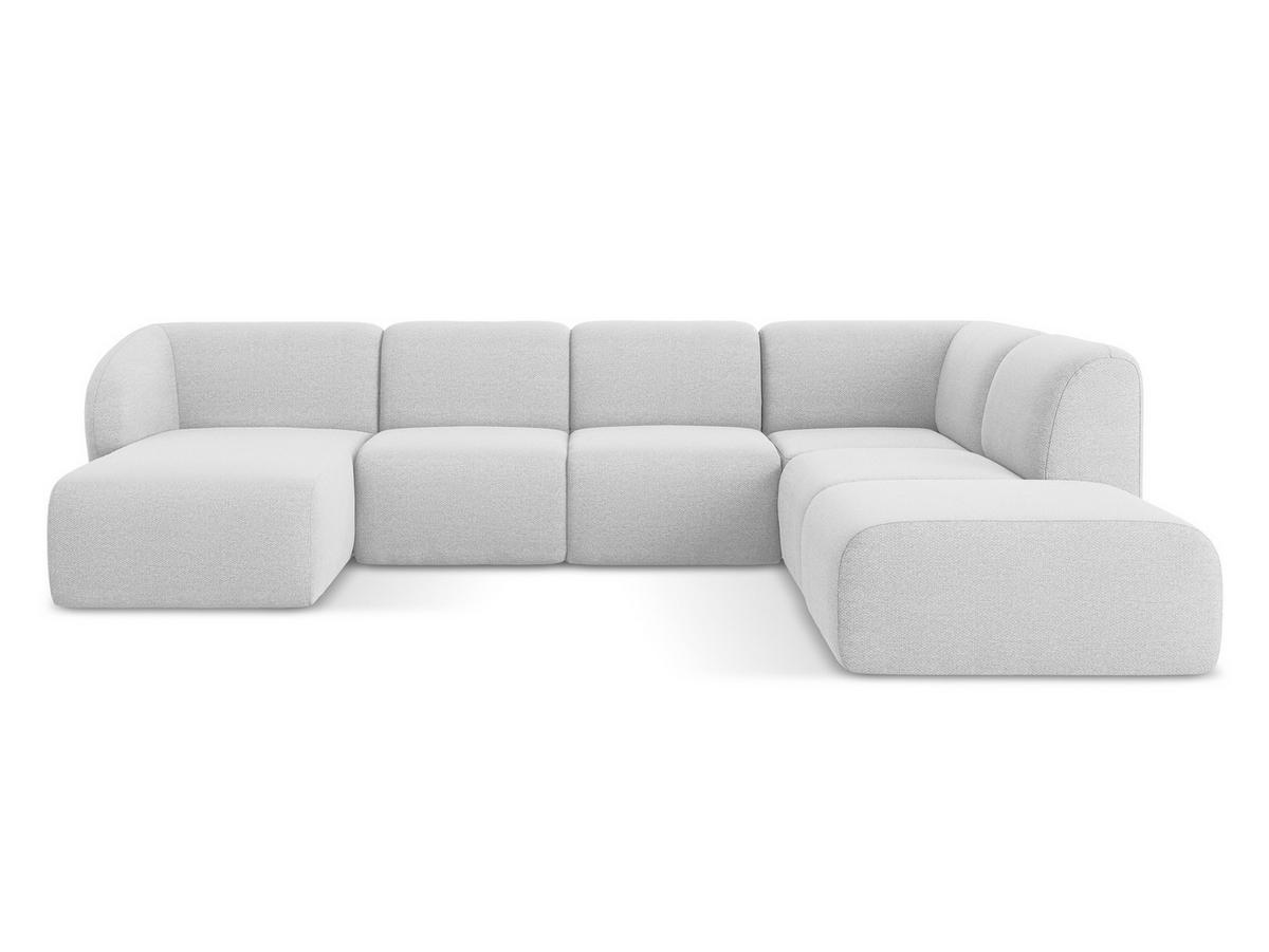 WOHNLANDSCHAFT Bouclé Stoff Grau - Silberfarben/Schwarz, Holzwerkstoff/Kunststoff (325/75/236cm) - Makamii