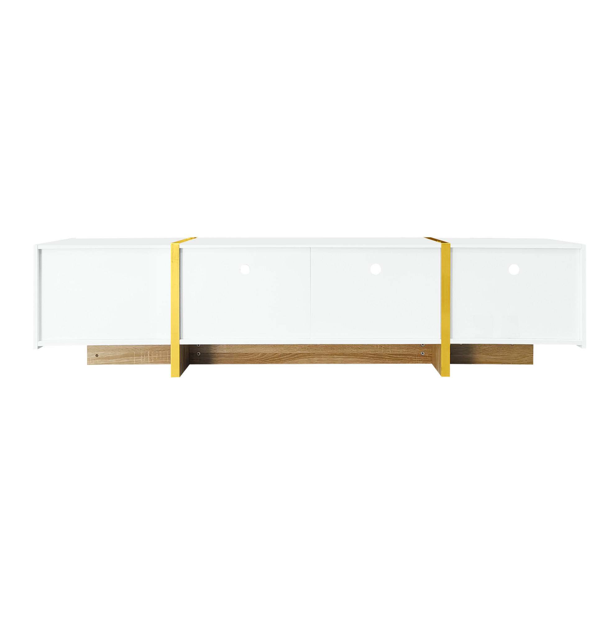 LOWBOARD 190/35/45 cm in Weiß/Gold aus MDF und Spanplatte mit 3 Türen und 2 Schubladen - Weiß, Holzwerkstoff (35/45/190cm) - OKMYHOME