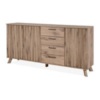SIDEBOARD Eiche 175 cm, Kommode mit Push-to-Open und viel Stauraum - Eichefarben/Messingfarben, Holzwerkstoff/Metall (175/85/40cm) - Furn.Design
