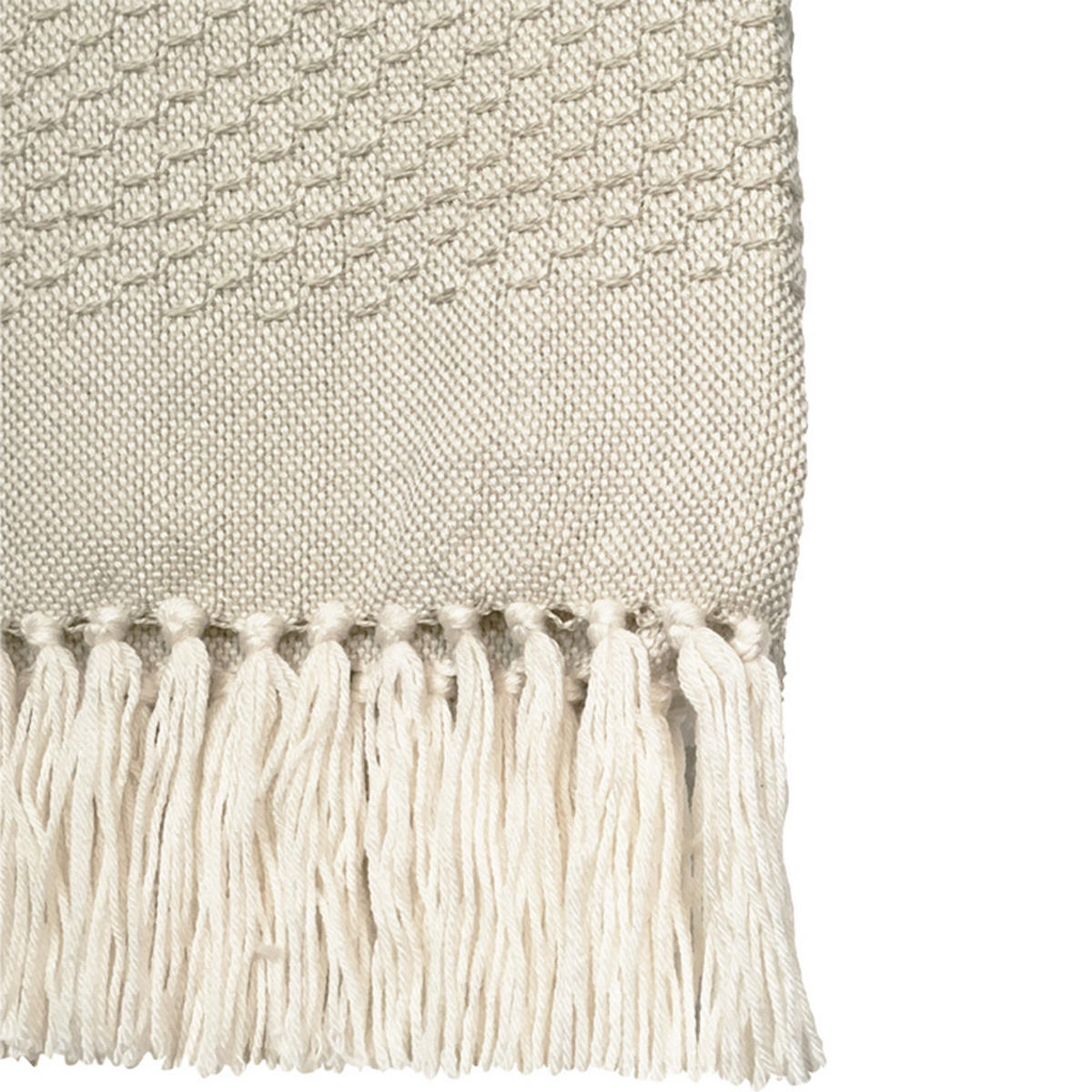 DECKE Fringe Weiß - Weiß, Textil (125/150cm) - Malagoon