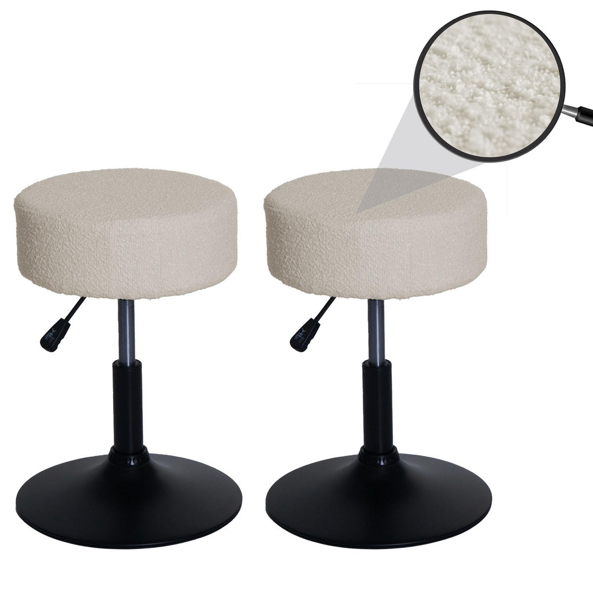 HOCKER Cremeweiß 2er-Set - Weiß, Textil (37/57/37cm) - MCW