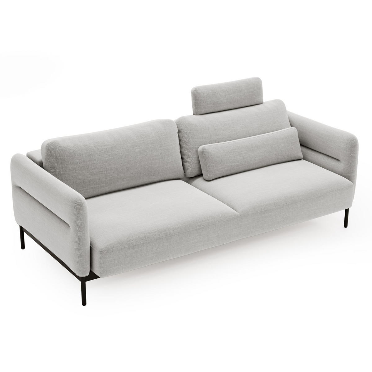 3-SITZER-SOFA Solianero Hellgrau 223 cm - Hellgrau/Schwarz, Textil/Metall (223/95/96cm) - Selsey