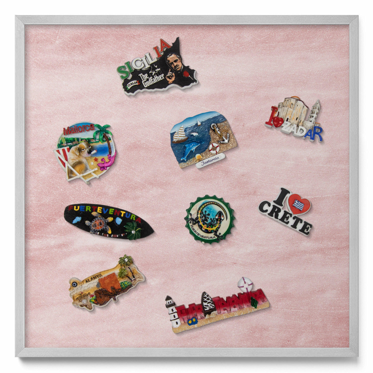 MAGNETTAFEL 50x50 cm Silberner Rahmen Pastell Felsstruktur - Pink, Metall (50/50/0.4cm) - TULUP