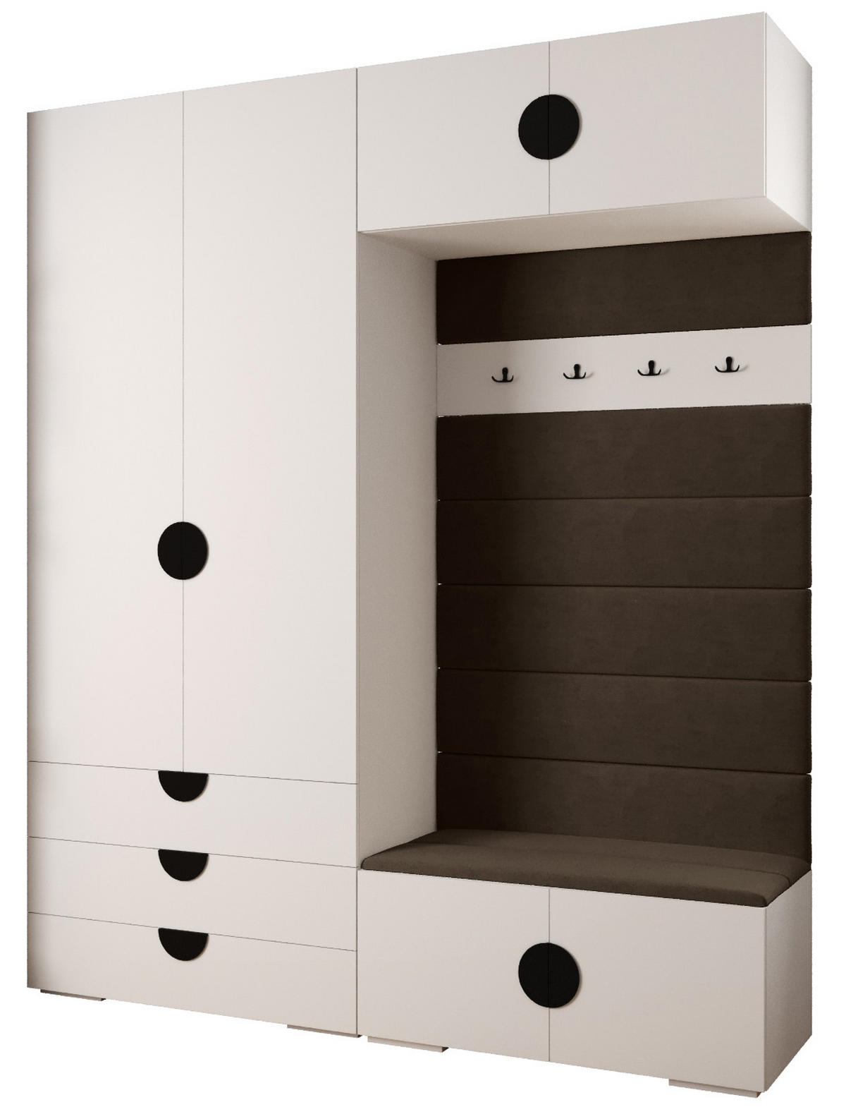 GARDEROBEN-SET 236,7/200/47 - Schwarz/Weiß, Holz/Kunststoff (200/236.7/47cm) - Abiks Möbel