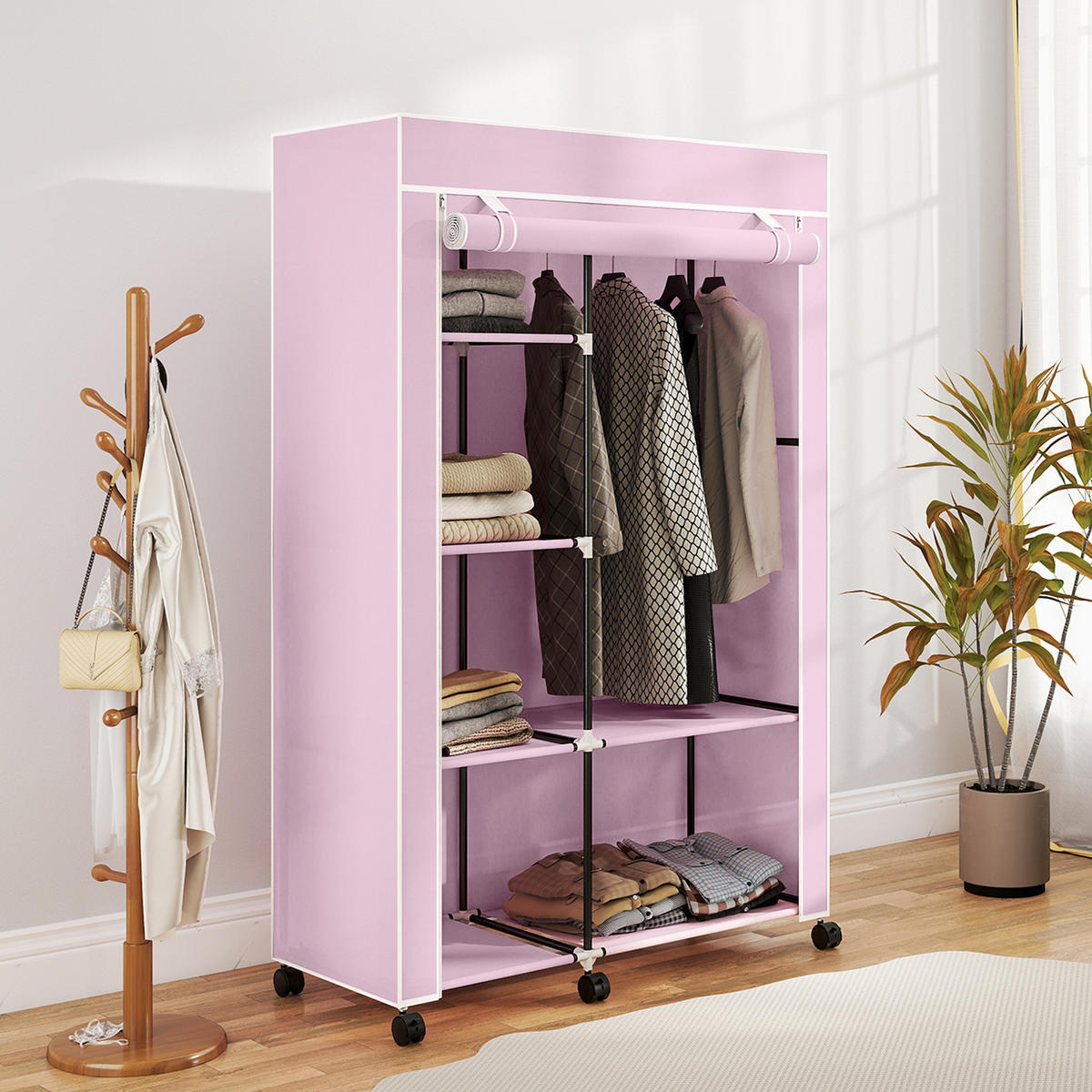STOFFSCHRANK Rosegold 1 Stück - Roségold, Holzwerkstoff (103/162.5/43cm) - GiPP