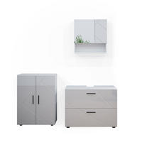 BADMÖBEL-SET Irma Weiß Hochglanz 3 Teile, mit Unterschrank 80 cm - Weiß Hochglanz/Weiß, Holzwerkstoff (80/58/41cm) - Vicco