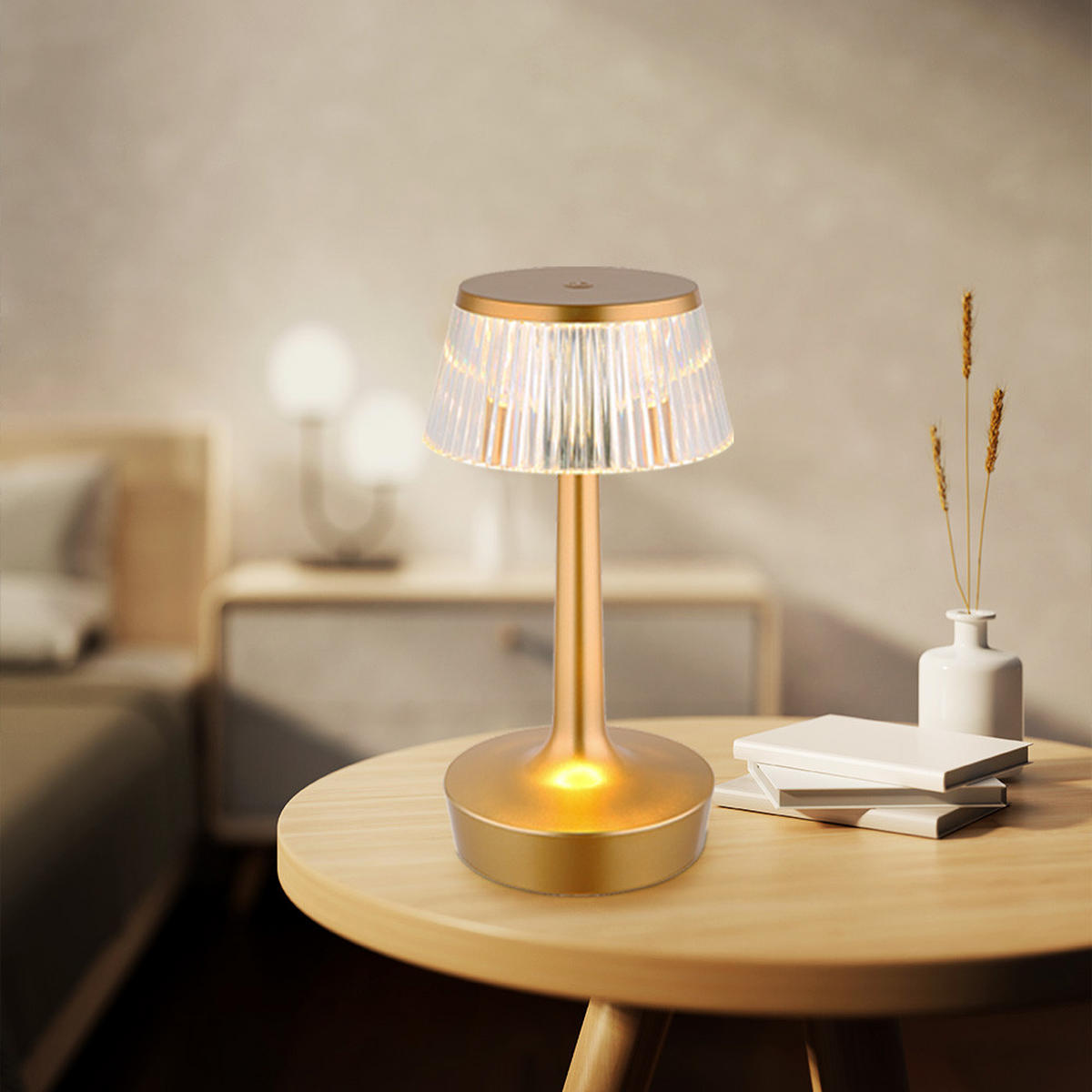 LED TISCHLEUCHTE Messing Kristall-Effekt - Messingfarben, Kunststoff (12/12/23cm) - Globo Lighting