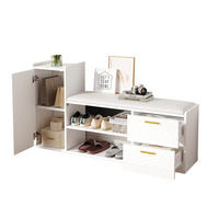 SCHUHSCHRANK in weiß Schuhkommode mit 2 Schubladen 1 Schrank für Wohnzimmer, Flur, Büro, B128/T30/H68cm - Weiß, Holzwerkstoff (128/68/30cm) - STILVORA