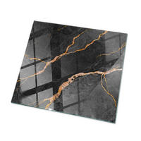 TISCHPLATTE 60x60 cm Marmoraderung im Design - Goldfarben/Schwarz, Glas (60/60/0.4cm) - TULUP