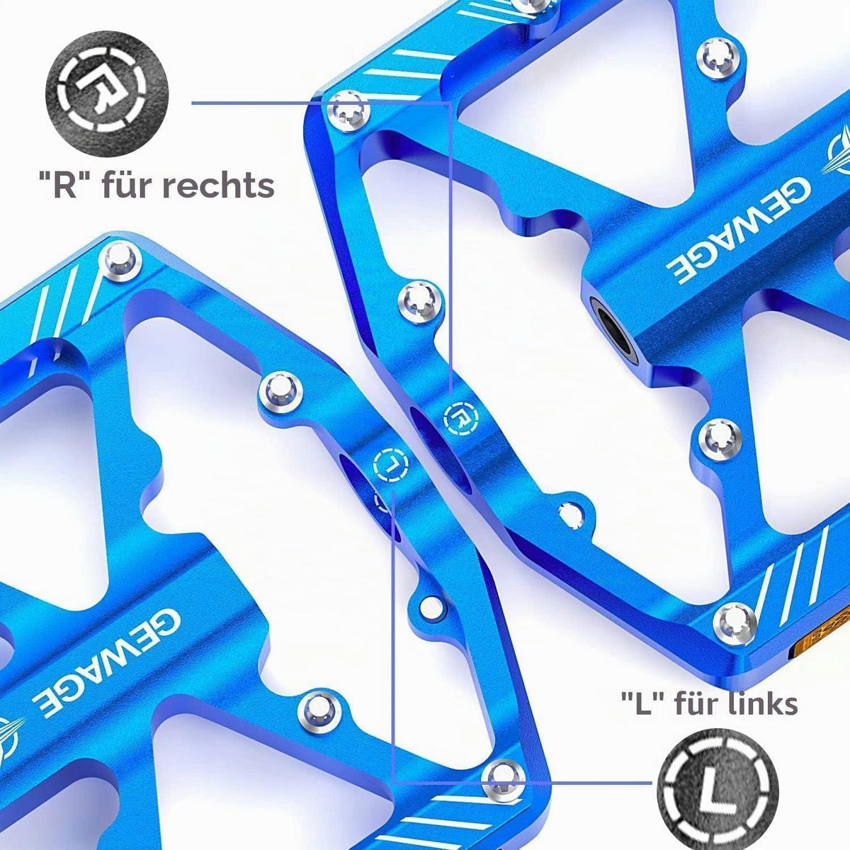 FAHRRADPEDALE Aluminium Blau mit Reflektoren - Blau, Metall (10.1/1.5/11.8cm)