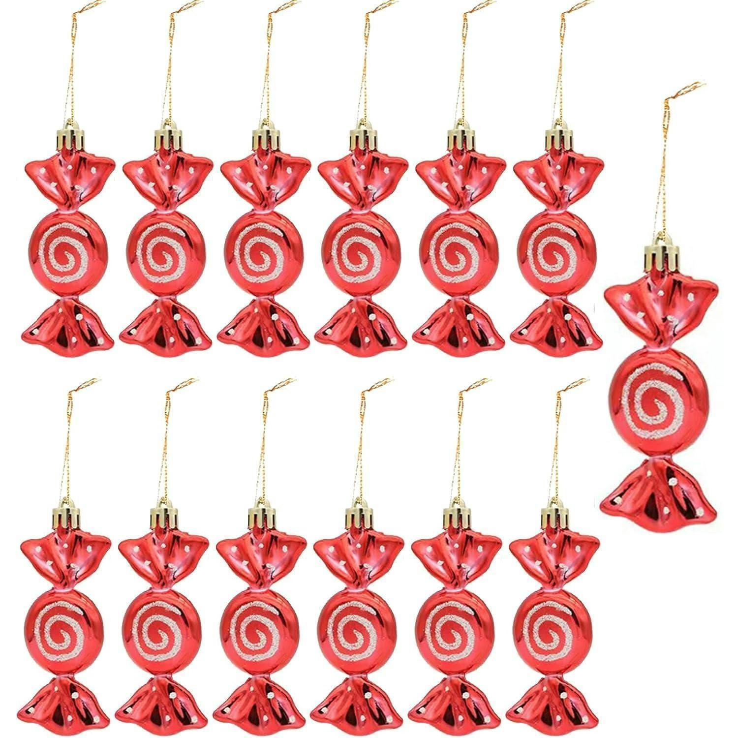WEIHNACHTSBAUMSCHMUCK 12-teiliges Set Süßigkeiten Rot - Rot, Kunststoff (3/1/10cm)