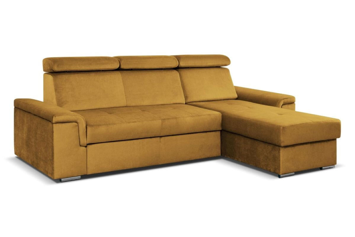 ECKSOFA Monaco L-Form mit Schlaffunktion und Bettkasten 245 cm, gelb - Gelb, Holz/Kunststoff (245/163cm) - Margaret Hadas24