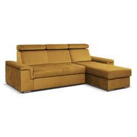 ECKSOFA Monaco L-Form mit Schlaffunktion und Bettkasten 245 cm, gelb - Gelb, Holz/Kunststoff (245/163cm) - Margaret Hadas24