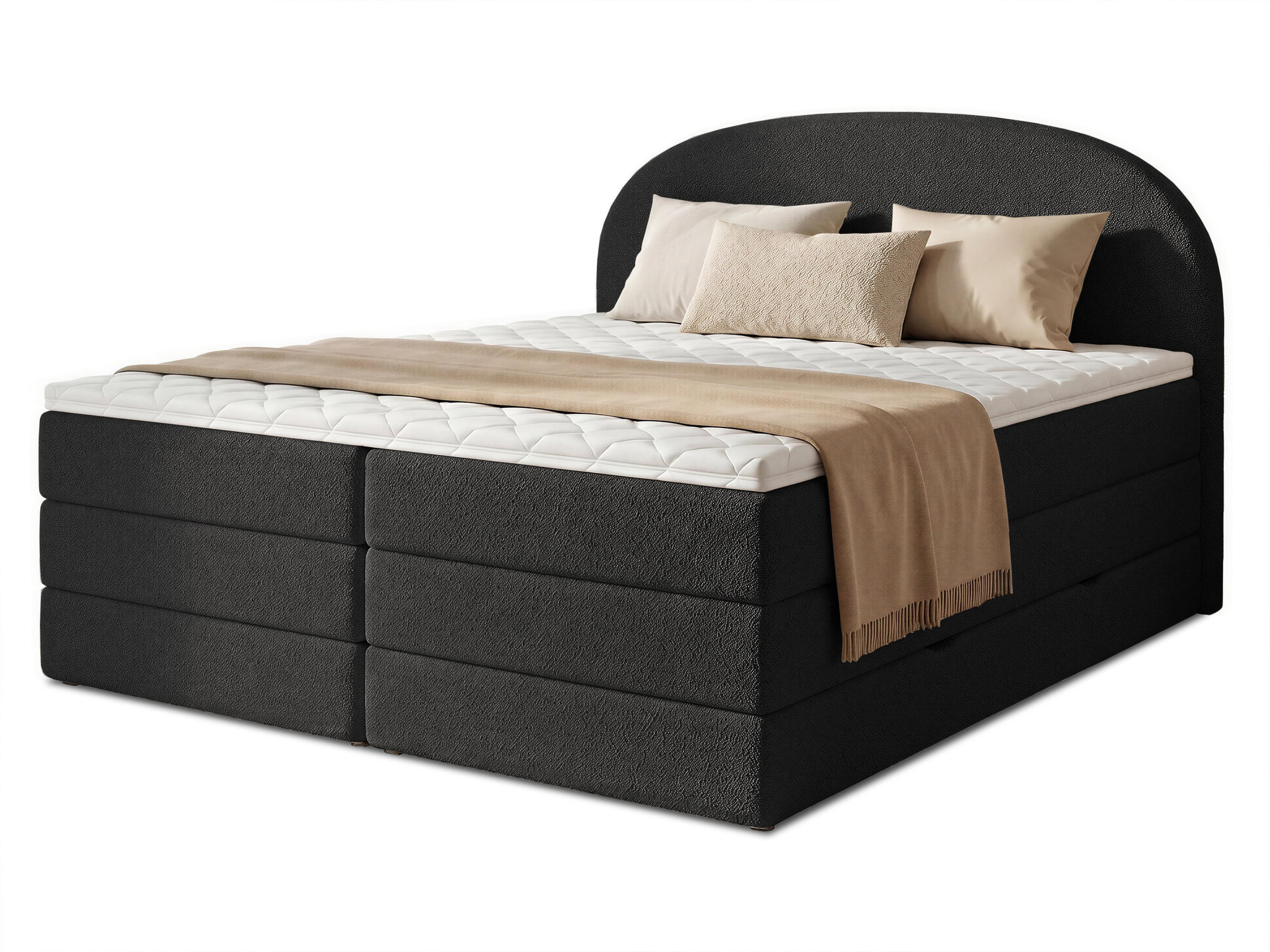 BOXSPRINGBETT Cloud Max - 160x200 -schwarz (Coral 60) - Schwarz, Holz/Holzwerkstoff (160/200cm) - Sofnet