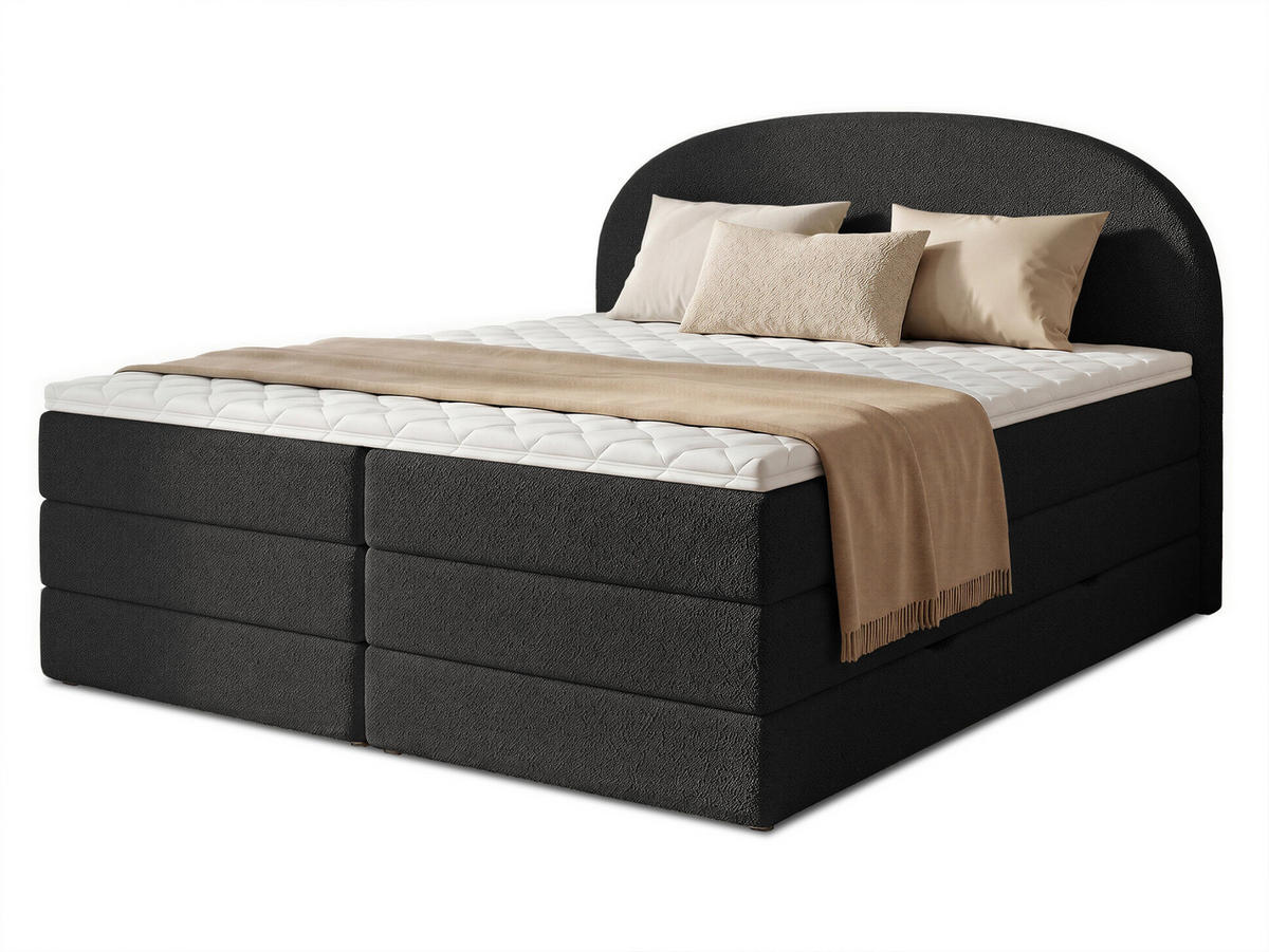 BOXSPRINGBETT Cloud Max - 160x200 -schwarz (Coral 60) - Schwarz, Holz/Holzwerkstoff (160/200cm) - Sofnet